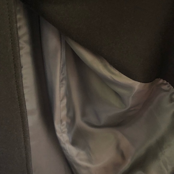 BCBGMAXAZRIA Double Breasted Wool Blend Trench Coat with Belt, Dark Olive, Small - Picture 5 of 6